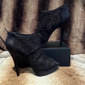 Booties, lace black. High heels. Chinese Laundry. Women’s size 8.5. Gently worn